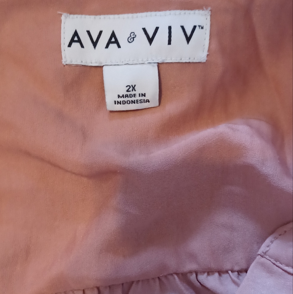 Ava & Viv Plus Size Peach Boho Blouse - image 7